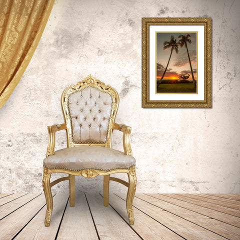 Sunset Palms II Gold Ornate Wood Framed Art Print with Double Matting by Murdock, Ramona