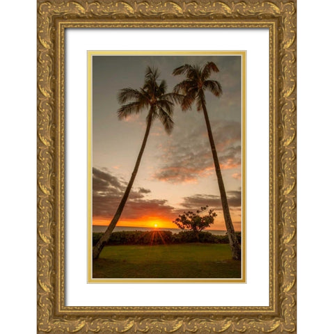 Sunset Palms II Gold Ornate Wood Framed Art Print with Double Matting by Murdock, Ramona