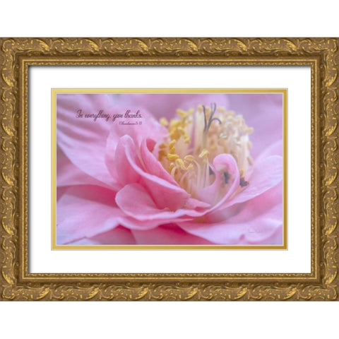 Give Thanks in All Things Gold Ornate Wood Framed Art Print with Double Matting by Murdock, Ramona