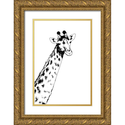Giraffe Gold Ornate Wood Framed Art Print with Double Matting by Murdock, Ramona