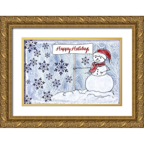 Happy Holidays Gold Ornate Wood Framed Art Print with Double Matting by Murdock, Ramona