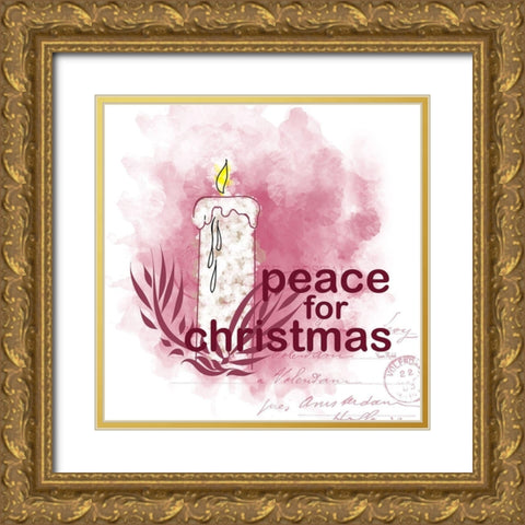Peace for Christmas Gold Ornate Wood Framed Art Print with Double Matting by Murdock, Ramona