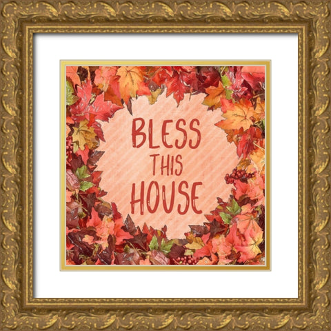 Bless This House Gold Ornate Wood Framed Art Print with Double Matting by Murdock, Ramona