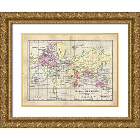 Vintage British Empire Map Gold Ornate Wood Framed Art Print with Double Matting by Murdock, Ramona