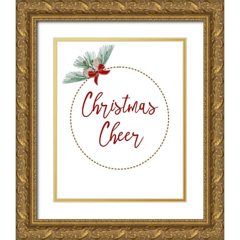 Christmas Cheer Gold Ornate Wood Framed Art Print with Double Matting by Murdock, Ramona