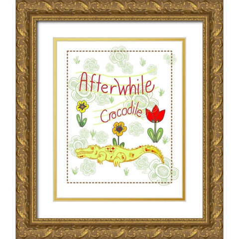 Afterwhile Crocodile Gold Ornate Wood Framed Art Print with Double Matting by Murdock, Ramona
