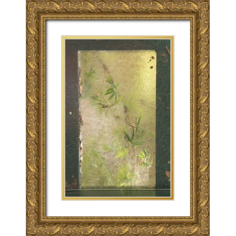 Bamboo Behind Frosted Glass Gold Ornate Wood Framed Art Print with Double Matting by Murdock, Ramona
