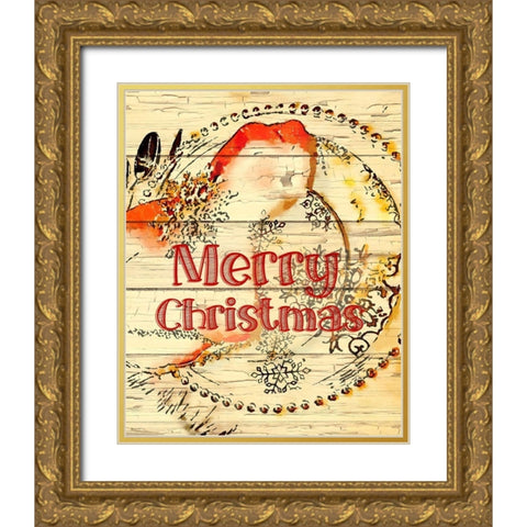 Merry Christmas Gold Ornate Wood Framed Art Print with Double Matting by Murdock, Ramona