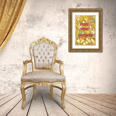 Merry Merry Christmas Gold Ornate Wood Framed Art Print with Double Matting by Murdock, Ramona