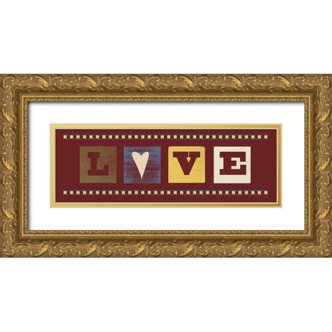 Love Gold Ornate Wood Framed Art Print with Double Matting by Murdock, Ramona