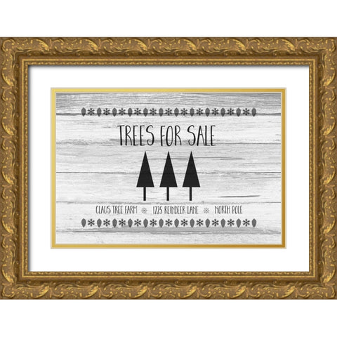 Trees for Sale BW Gold Ornate Wood Framed Art Print with Double Matting by Murdock, Ramona