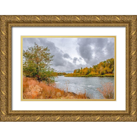 Snake River Autumn I Gold Ornate Wood Framed Art Print with Double Matting by Murdock, Ramona
