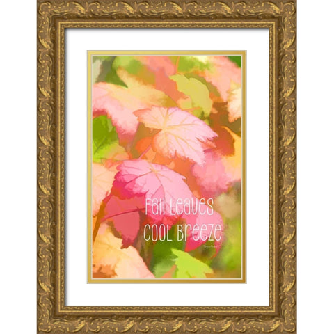 Fall Leaves Cool Breeze Gold Ornate Wood Framed Art Print with Double Matting by Murdock, Ramona