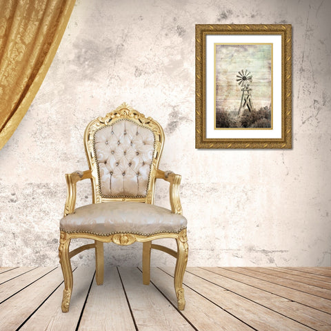 Windmill Silent Gold Ornate Wood Framed Art Print with Double Matting by Murdock, Ramona