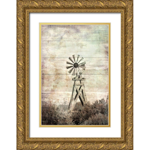Windmill Silent Gold Ornate Wood Framed Art Print with Double Matting by Murdock, Ramona