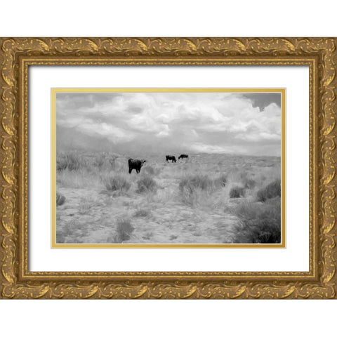 Grazin on Grass Gold Ornate Wood Framed Art Print with Double Matting by Murdock, Ramona
