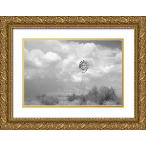 Abstract Windmill Gold Ornate Wood Framed Art Print with Double Matting by Murdock, Ramona