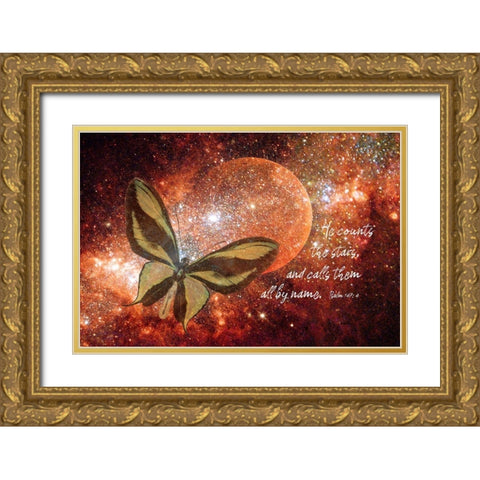 He Counts the Stars Gold Ornate Wood Framed Art Print with Double Matting by Murdock, Ramona