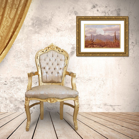 Moonrise Over The Mountain Gold Ornate Wood Framed Art Print with Double Matting by Murdock, Ramona