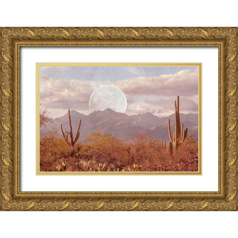 Moonrise Over The Mountain Gold Ornate Wood Framed Art Print with Double Matting by Murdock, Ramona