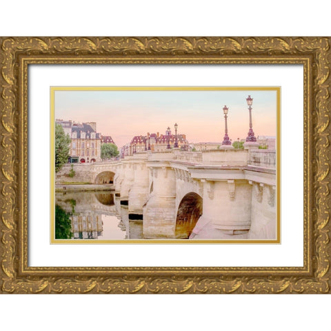 Paris at Dawn Gold Ornate Wood Framed Art Print with Double Matting by Murdock, Ramona