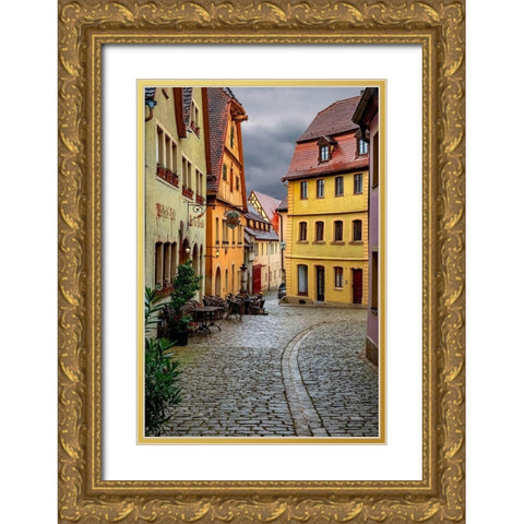Rothenberg Street CafÃ© Gold Ornate Wood Framed Art Print with Double Matting by Murdock, Ramona