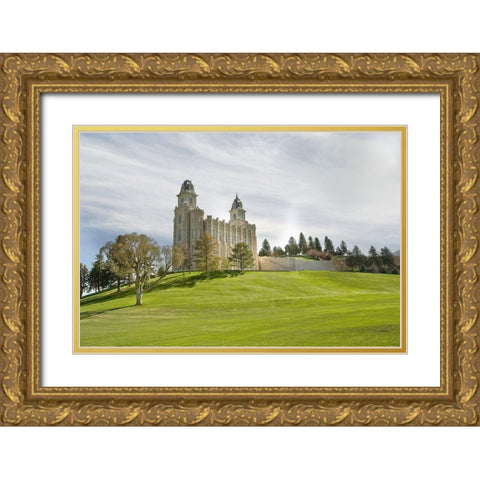 Manti Temple Gold Ornate Wood Framed Art Print with Double Matting by Murdock, Ramona