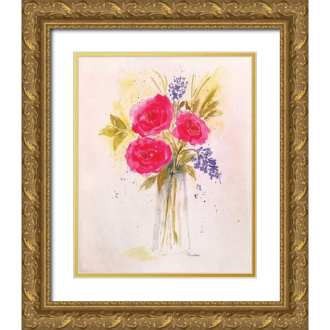 Roses in Clear Vase Gold Ornate Wood Framed Art Print with Double Matting by Murdock, Ramona