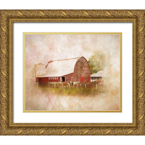 Sullys Barn Gold Ornate Wood Framed Art Print with Double Matting by Murdock, Ramona