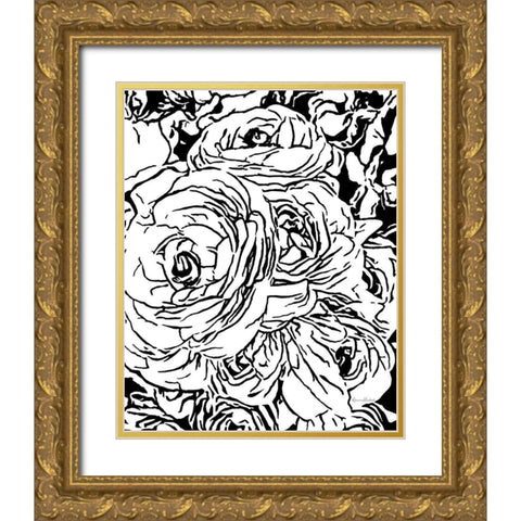 Roses No. 1 Gold Ornate Wood Framed Art Print with Double Matting by Murdock, Ramona