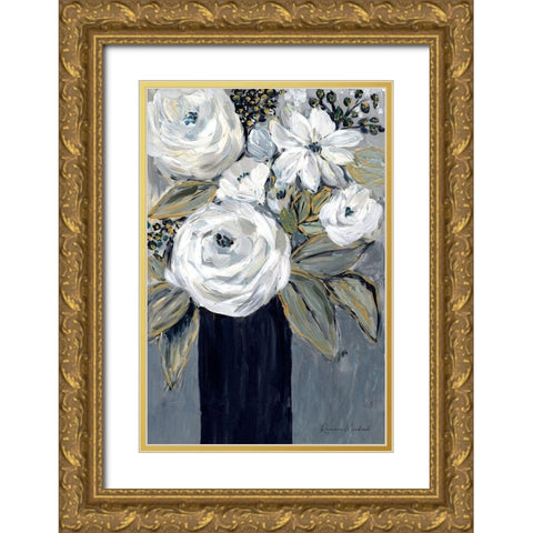 Moonlight Bouquet II Gold Ornate Wood Framed Art Print with Double Matting by Murdock, Ramona