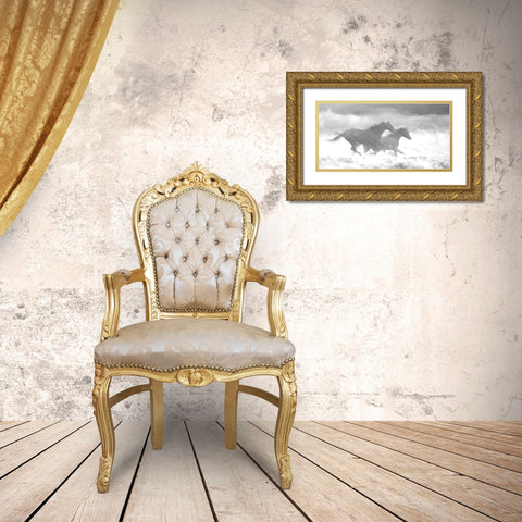 Running Wild  BW Gold Ornate Wood Framed Art Print with Double Matting by Murdock, Ramona