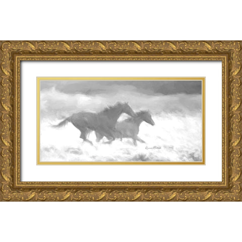 Running Wild  BW Gold Ornate Wood Framed Art Print with Double Matting by Murdock, Ramona