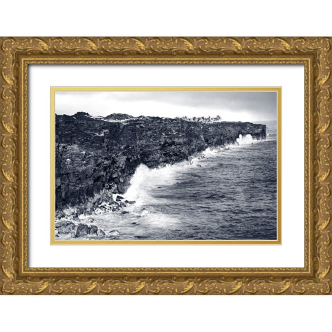 Indigo Coastline Gold Ornate Wood Framed Art Print with Double Matting by Murdock, Ramona