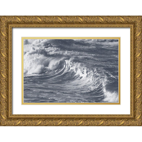 Indigo Wave III Gold Ornate Wood Framed Art Print with Double Matting by Murdock, Ramona