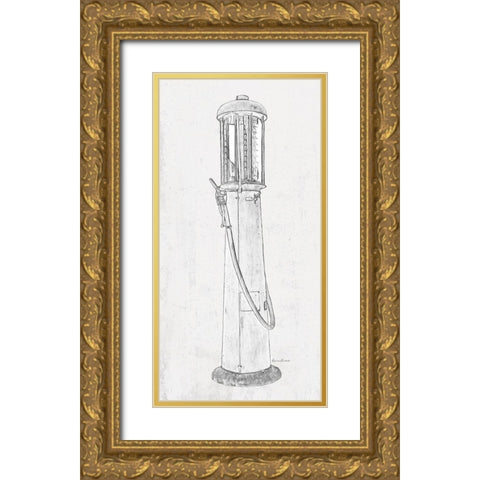 Fuel Station Sketch No. 1 Gold Ornate Wood Framed Art Print with Double Matting by Murdock, Ramona