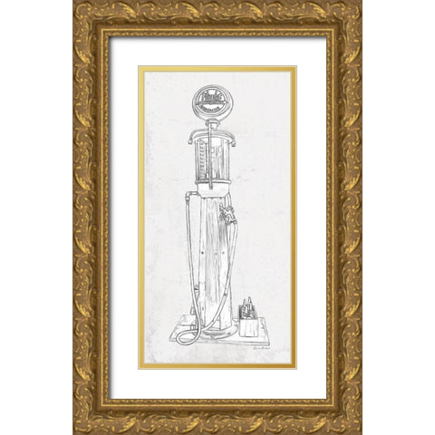 Fuel Station Sketch No. 2 Gold Ornate Wood Framed Art Print with Double Matting by Murdock, Ramona