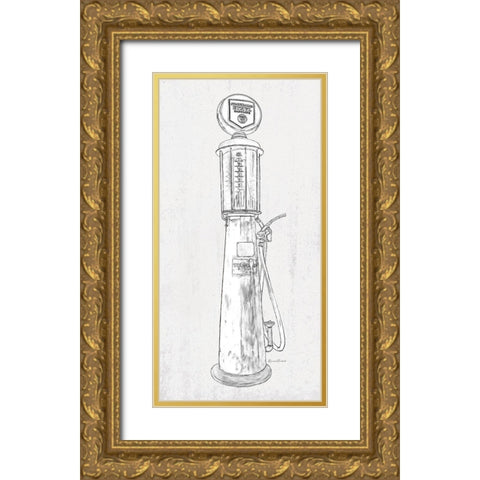 Fuel Station Sketch No. 3 Gold Ornate Wood Framed Art Print with Double Matting by Murdock, Ramona