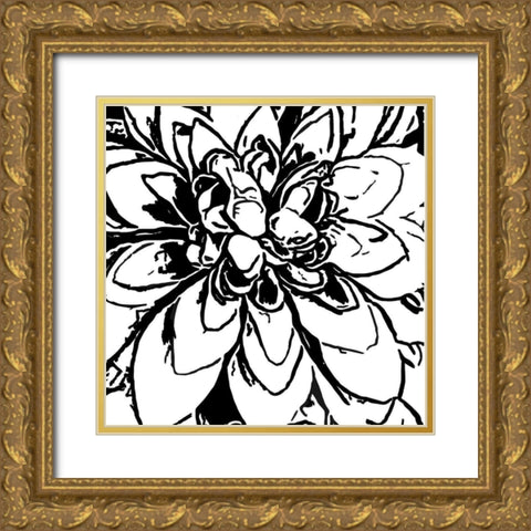 BW Floral No. 5 Gold Ornate Wood Framed Art Print with Double Matting by Murdock, Ramona