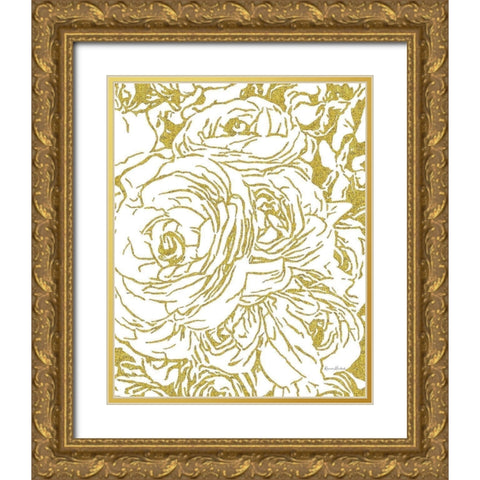 Roses No. 1 Gold Ornate Wood Framed Art Print with Double Matting by Murdock, Ramona
