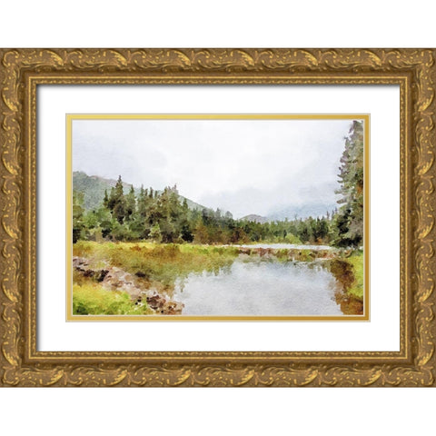 Mountain Tranquility No. 2 Gold Ornate Wood Framed Art Print with Double Matting by Murdock, Ramona