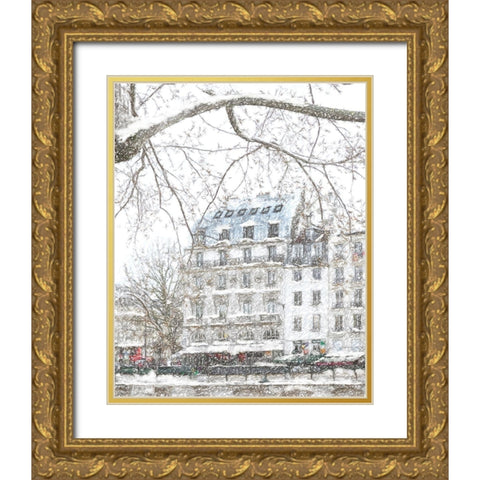 Noel a Paris Gold Ornate Wood Framed Art Print with Double Matting by Murdock, Ramona
