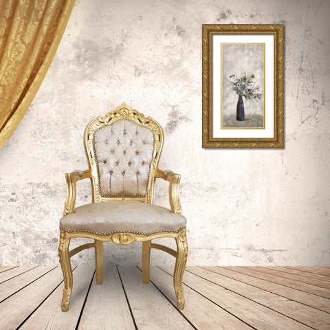 Blue Vase Floral Gold Ornate Wood Framed Art Print with Double Matting by Murdock, Ramona