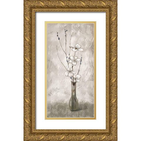 Simplicity Floral Gold Ornate Wood Framed Art Print with Double Matting by Murdock, Ramona
