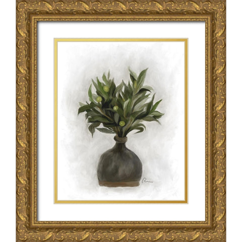 Olive Green Gold Ornate Wood Framed Art Print with Double Matting by Murdock, Ramona