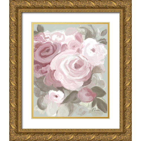 Rosy Roses II Gold Ornate Wood Framed Art Print with Double Matting by Murdock, Ramona