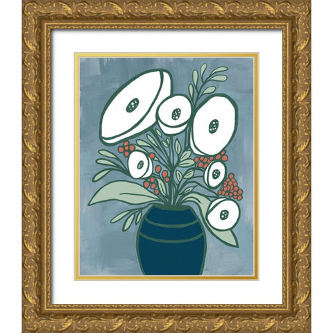 Bold Bouquet IV Gold Ornate Wood Framed Art Print with Double Matting by Murdock, Ramona