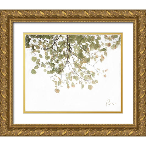 Aspen Leaves Gold Ornate Wood Framed Art Print with Double Matting by Murdock, Ramona