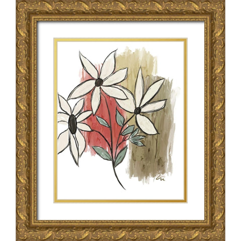Patchwork Floral I Gold Ornate Wood Framed Art Print with Double Matting by Murdock, Ramona