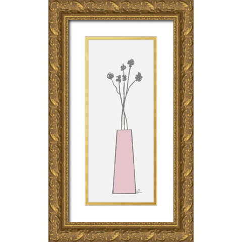 Pink Vase Gold Ornate Wood Framed Art Print with Double Matting by Murdock, Ramona